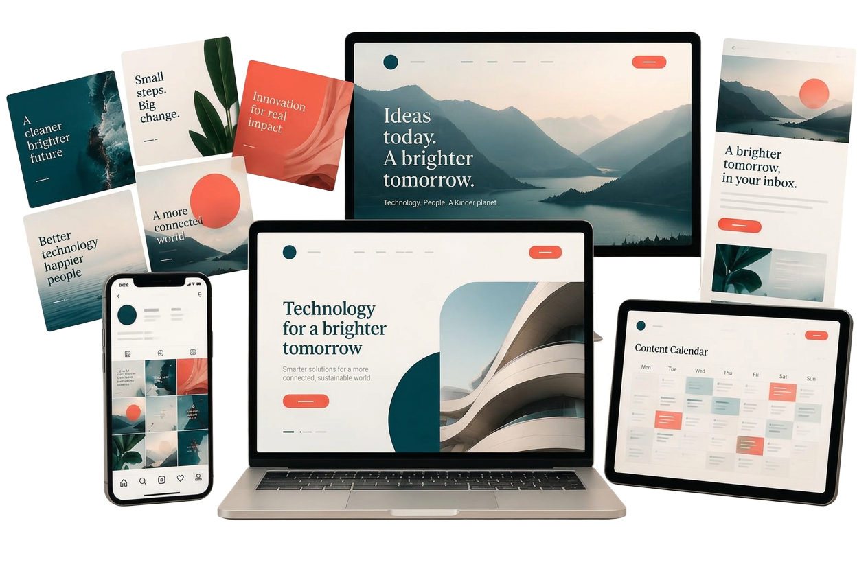 Website, social media posts, email newsletter and content calendar created in a Get It Done! launch